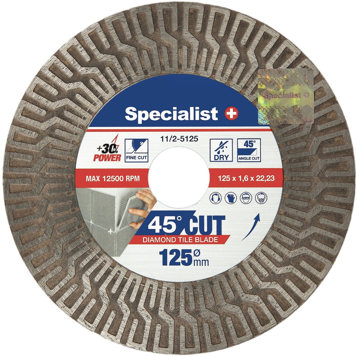 Diamantschijf 125 mm voor tegels: 2-in-1 Slijpen en Snijden - Het Beste Diamantzagenblad voor Gemakkelijk Versteksnijden (45°)