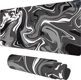 Bol.com XXL Bureau Muismat - Zwart-Wit Marmer Design - Antislip - Geschikt voor Gaming en Werk - 80x30cm aanbieding