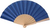 Spaanse waaier - blauw - 42 x 23 cm - hout - verkoelend - handwaaier