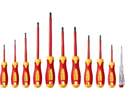 11-Delige GeïSoleerde Schroevendraaierset, 1000 V Elektrisch Gereedschap, Magnetische Punten en Spanningstester (Professioneel)