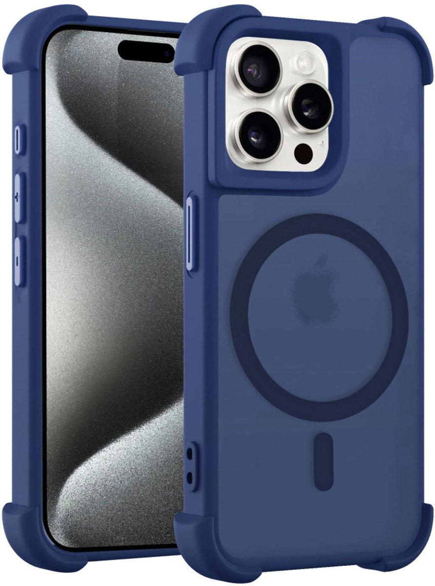Coverzs matte Shock case met MagSafe geschikt voor iPhone 16 Pro Max (donkerblauw) - shockbestendig, MagSafe, premium bescherming, duurzaam