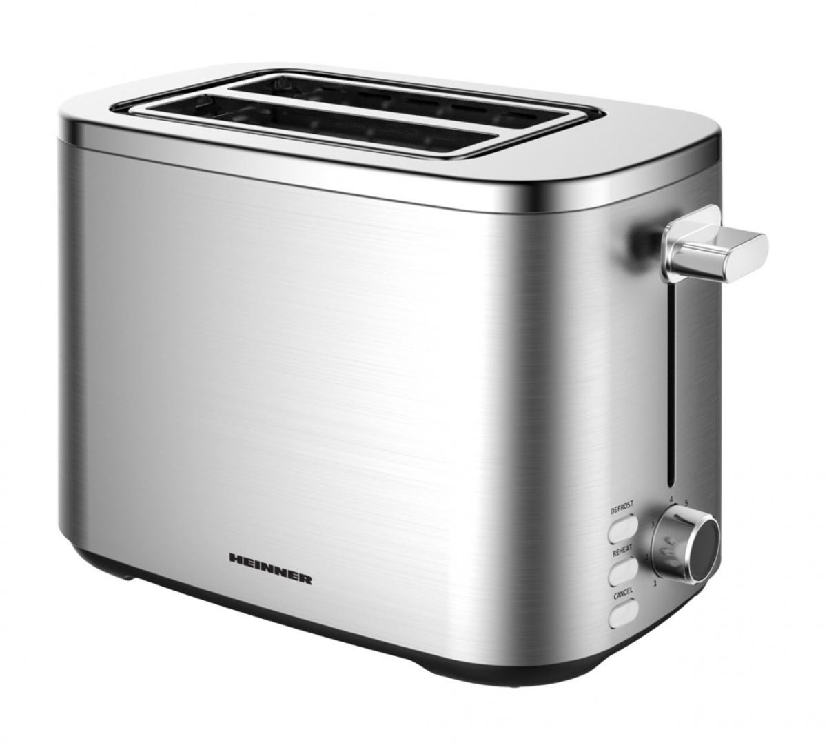 Heinner Broodrooster – 800 W – 2 Sneetjes – 7 Bruiningsstanden – Ontdooien, Opwarmen en Annuleren – Automatische Broodlift – Uitneembare Kruimellade – RVS