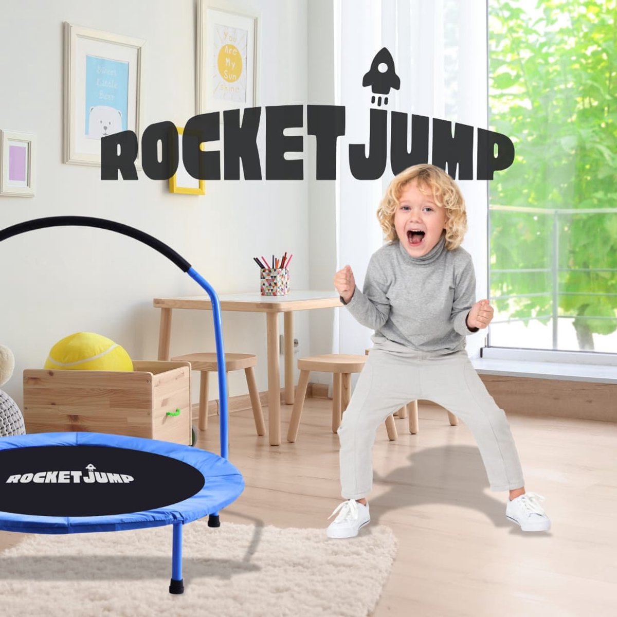 RocketJump MS91 Kinder Trampoline - Mini Trampoline 91 cm - Blauw — afbeelding 4