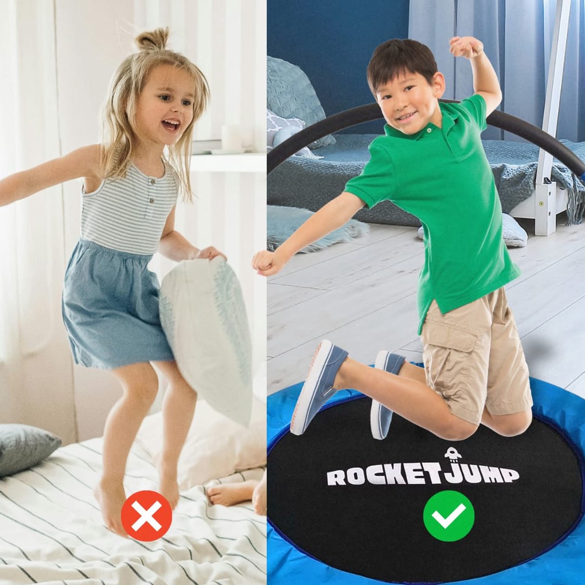 RocketJump MS91 Kinder Trampoline - Mini Trampoline 91 cm - Blauw — afbeelding 3