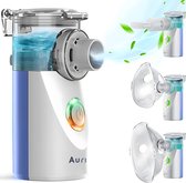 Auriva® Aerosoltoestel - Ultrasone Vernevelaar Inhalator – Inhalatieapparaat voor Kinderen, Volwassenen en Baby’s – Voor Luchtwegaandoeningen - Oplaadbaar - Incl. Maskers en reistas