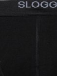 Detail van de tailleband en naden van een zwarte Sloggi Basic short.