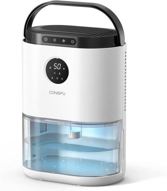 CONOPU 2300 ml Luchtontvochtiger – Elektrische Ontvochtiger met Vochtigheidssensor – Auto-Modus – 48 Uur Fluisterstille Slaapstand – Automatische Ontdooiing – Overloopbeveiliging
