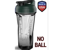 HELIMIX Shake Beker - 828 ML Wheyshaker - Fitness Sport Shake Smoothie Beker Fles Bidon - ZONDER Bal- Kleur Evergreen- Doorzichtig