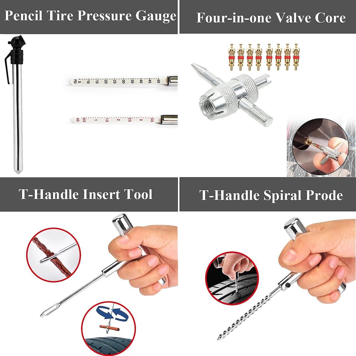 Banden Reparatieset - voor Motor, brommer of Auto - Inclusief opbergkoffer - Banden reparatieset - Reparatie set Banden - voor auto - bestelwagen - motorfiets - kofferbak thumbnail 4