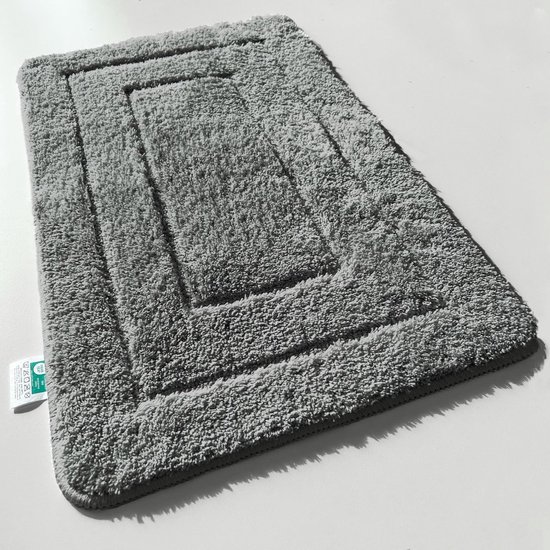 Badmat Atlantis - Rectangulaire - Dos antidérapant - Tapis de bain moderne - Gris foncé - 60 x 100 cm