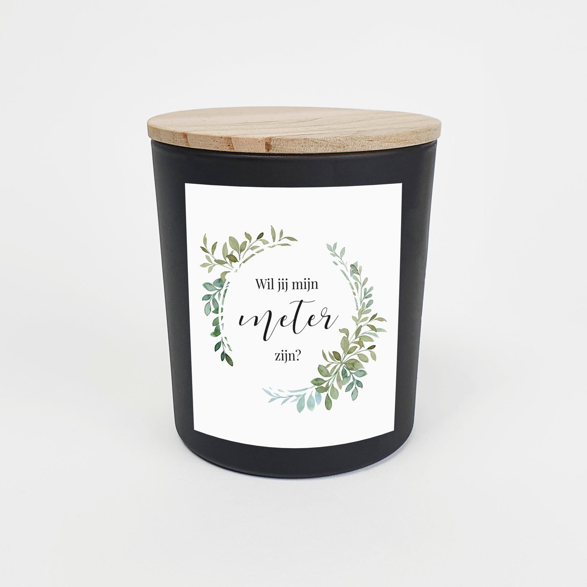 Geurkaars in glas - Meter vragen - Wil jij mijn meter zijn - Geurkaarsen geschenkset - Geurkaars - ZWART - Flowerhoop label design