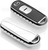 Autosleutel Hoesje geschikt voor Mazda - SleutelCover - TPU Autosleutel Cover - Sleutelhoesje Chrome / Hoogglans Zilver
