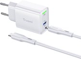 TRUSMI 25W Snellader USB-C Adapter - met USB-C naar USB-C kabel - Power Delivery - Geschikt voor iPhone & Samsung - Wit