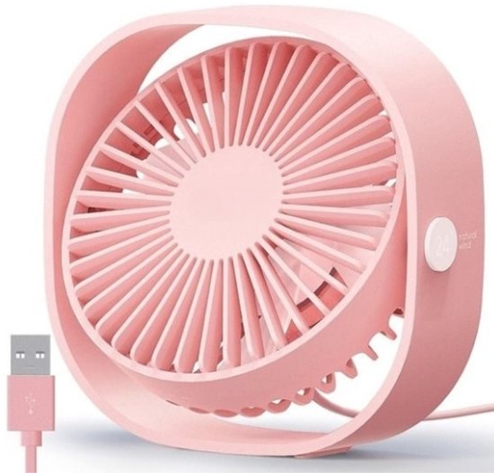 StayPowered tafelventilator roze USB 3 snelheden 360° draaibaar compact stil draagbaar