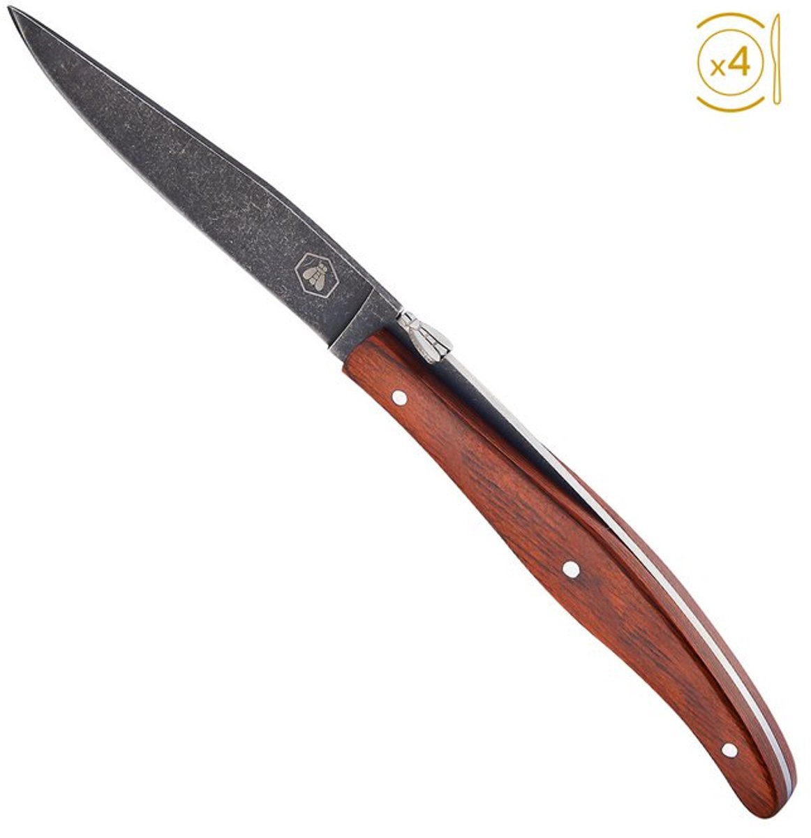 Laguiole Steakmessen set 4 stuks Stonewash Lemmet