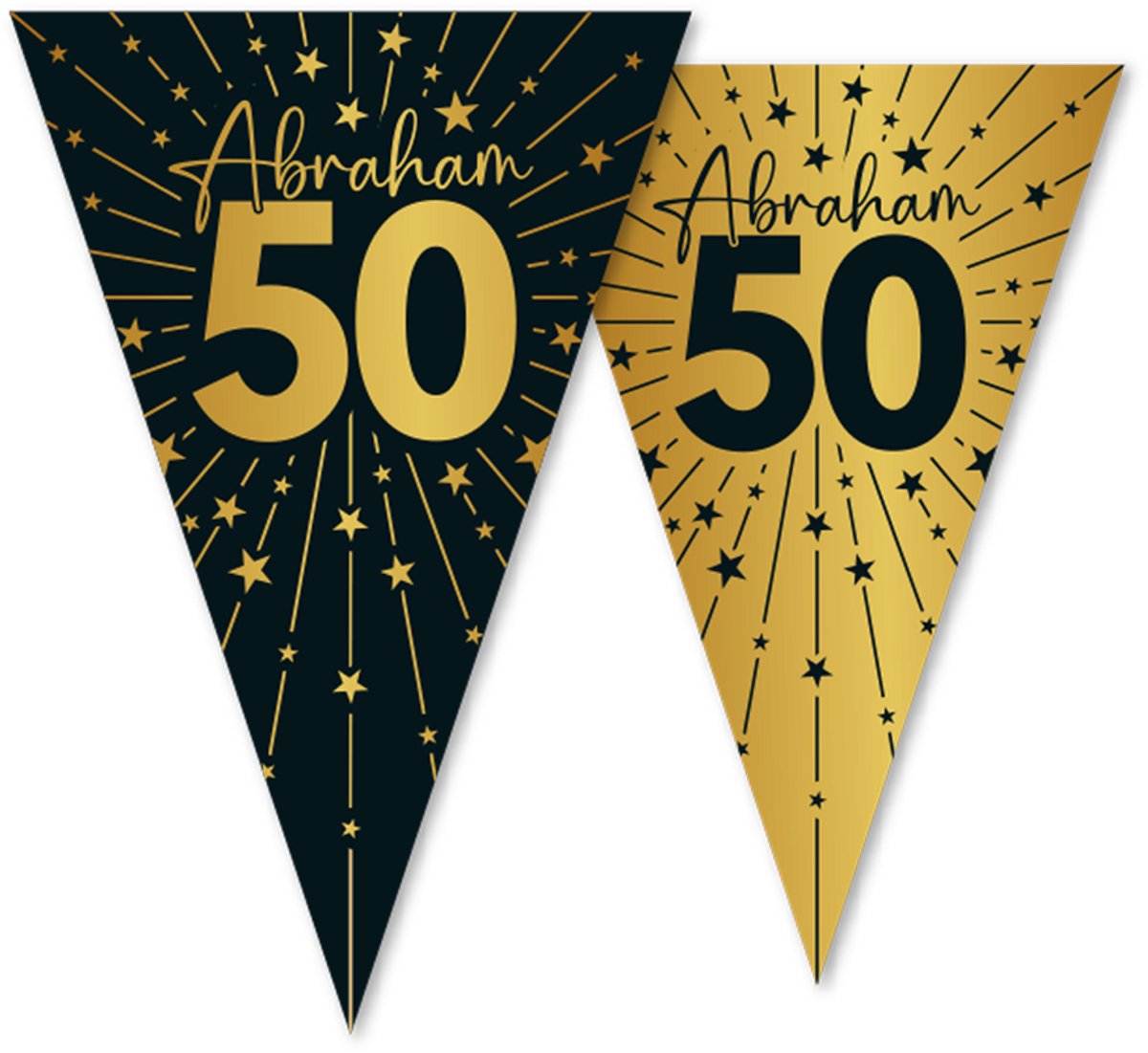 2x Vlaggenlijn Abraham zwart / goud 10 meter 2 zijdig bedrukt - Verjaardag Feestje Vlag Vlaggen Versiering Slinger Feestdecoratie Decoratie