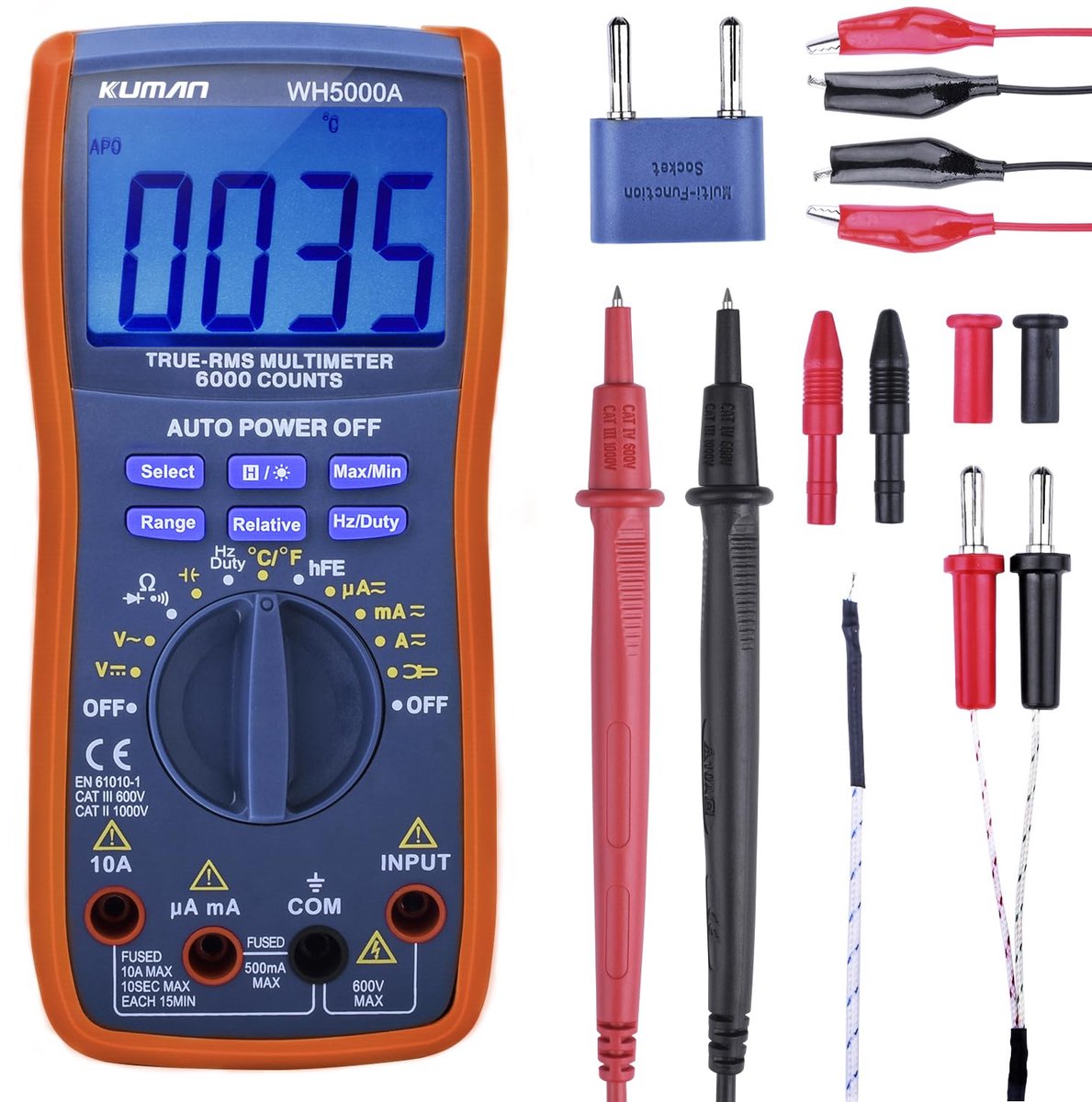 Digitale multimeter True RMS 6000 - Handmatige en automatische metingen van spanning, stroom, weerstand, temperatuur en meer