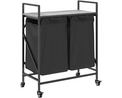 vidaXL - Wasmand - 2 - vakken - met - planken - grijs - sonoma - eiken