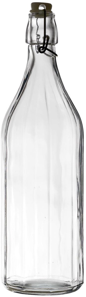 Glazen Beugelfles 1L – Herbruikbare Waterfles van Transparant Glas – Met Beugelsluiting – Fles voor Water, Sap, Limonade – BPA-vrij