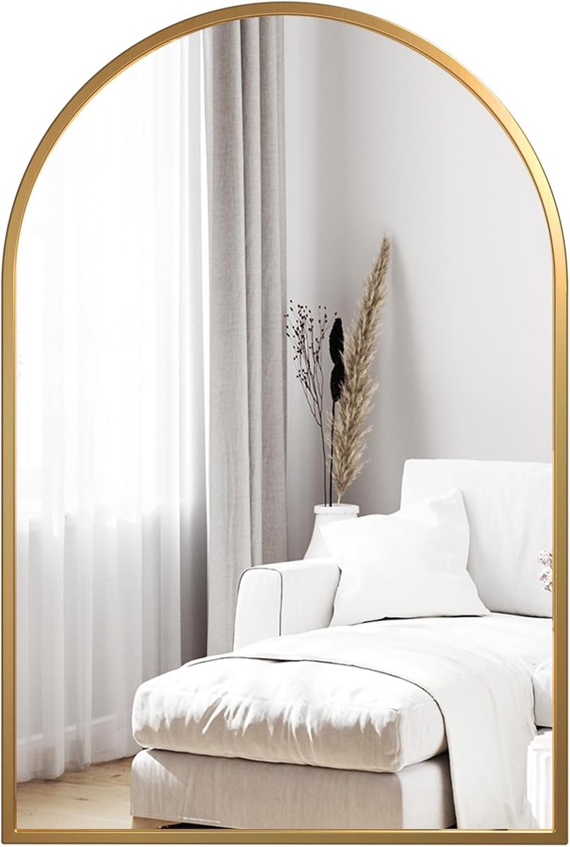 Ronde Boogwandspiegel 50 x 75 cm - Decoratieve Wandspiegel voor Badkamer, Kleedkamer en Wo