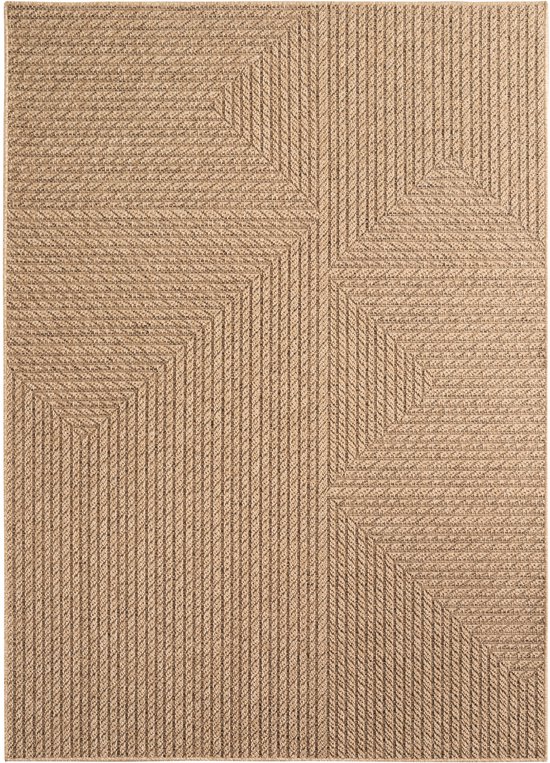 Timber Style Buitenkleed – Indoor & Outdoor, Jute-Look Vloerkleed, Weerbestendig, Tuin, Balkonkleed - Beige- 240x340 CM