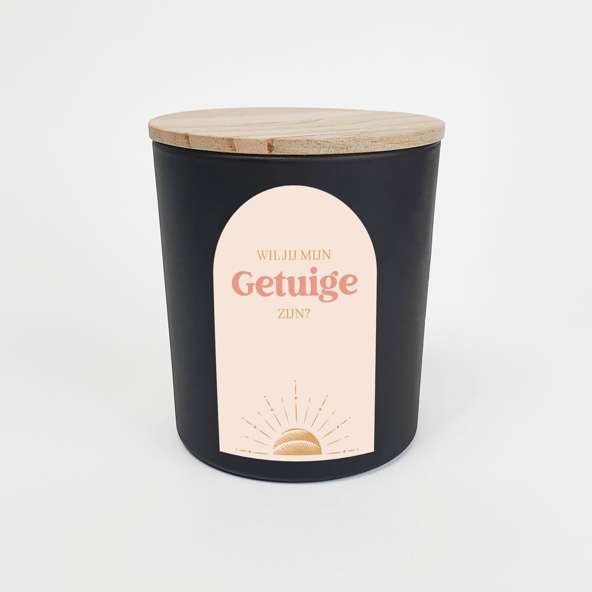 Geurkaars in glas - Getuige vragen - Wil jij mijn getuige zijn - Geurkaarsen geschenkset - Geurkaars - ZWART - Boho sunrise design