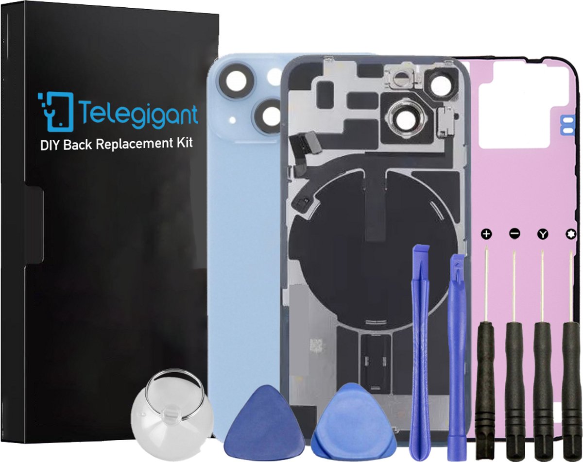 iPhone 14 Plus - Achterkant voor Reparatie - A+ Kwaliteit - met gereedschap en plakstrip - Kleur BLAUW - Telegigant.nl