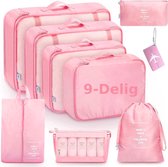 BOTC Packing Cubes Set 9-Delig - koffer organizer set - koffer organizer - Kleding organizer voor koffers, tassen en backpack - Roze