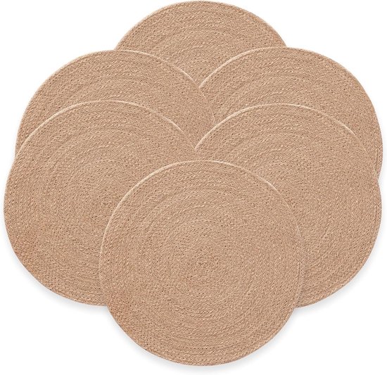Handgemaakte Geweven Placemats - Set van 4 - Ronde Onderzetters - Natuurlijke Maïs... | bol