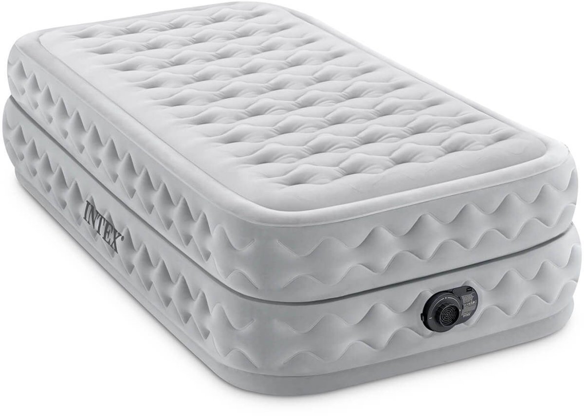 Intex Twin Supreme Air-Flow Luchtbed met ingebouwde pomp | Eenpersoons | 191 x 99 x 51 cm | Inclusief reparatiekit + hoeslaken + hoofdkussen