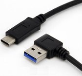 USB-C naar USB-A haaks (links) kabel - USB3.0 - tot 0,9A / zwart - 1 meter
