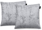 LINNICK Sierkussens Velvet - Silver Grey - Sierkussens 50x50cm - Set van 2 Kussens - 100% Velvet Voorzijde - 100% Micropercal Achterzijde