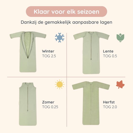 Puckababy 4 seizoenen Slaapzak Baby (6m-2,5y) - 4 Seasons - Olive van Puckababy — afbeelding 3