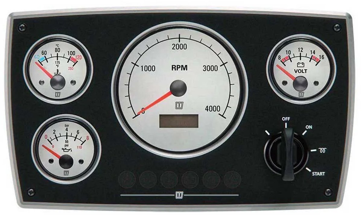 VETUS MPA34 aluminum wit Motorpaneel 12V | MPA34KBW25