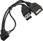Coretek USB Micro B (m) haaks naar USB-A (v) OTG adapter met USB-A (m) voeding - USB2.0 - tot 1A / zwart - 0,15 meter