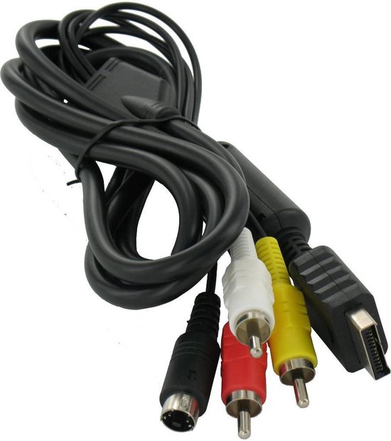 Composiet en S-VHS AV kabel voor Sony PlayStation 1, one, 2 en 3 / zwart - 1,8  meter | bol.com