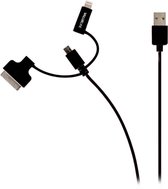 Valueline 8-pins Lightning, 30-pins Apple Dock en Micro USB naar USB combi-kabel - zwart - 1 meter