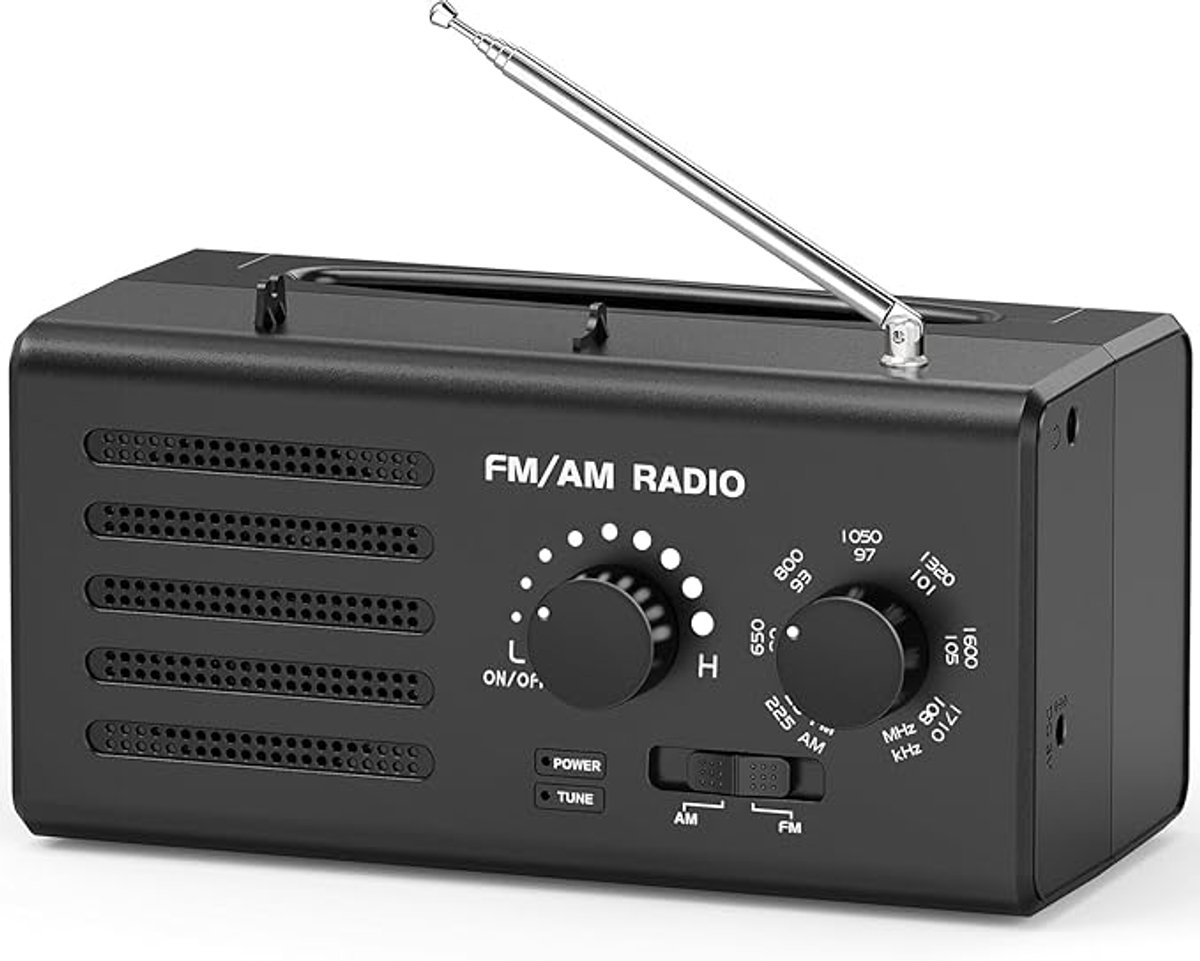 Noodradio - Solar Opwindbaar - Solar powerbank - Zonneenergie - Survival Noodpakket - Zaklamp Oplaadbaar - AM/FM - Noodrantsoen - Grijs