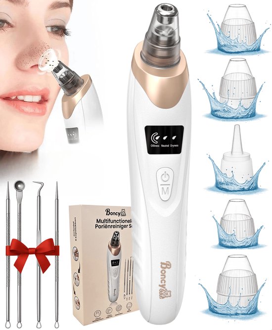 Boncy® Premium BlackHead Remover - Poriënreiniger - Mee eters verwijderen - Vacuum Verwijderaar Inclusief Comedonenlepel Set - Meeeters Mee Eter Apparaat