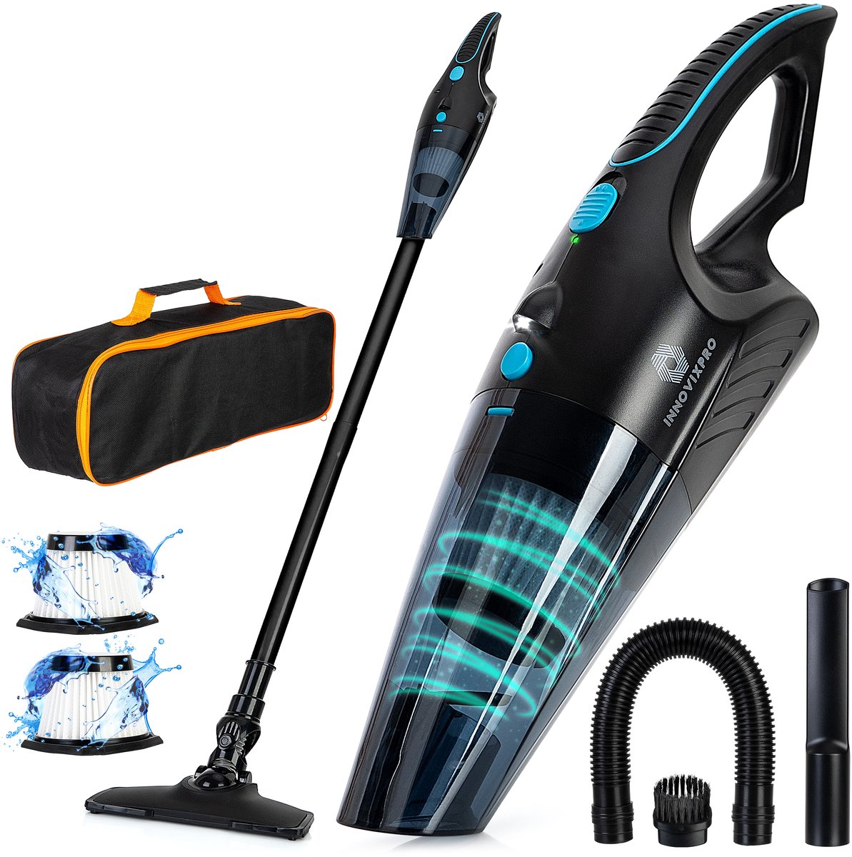 Innovixpro® Kruimeldief met Steel 17000Pa Blauw/Zwart