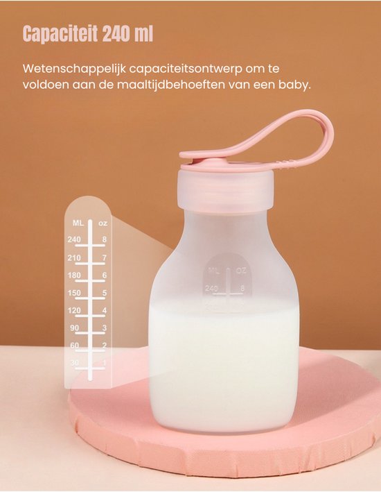 Mommy&Co - 2 Stuks - Siliconen Moedermelk Bewaarzakjes - BPA vrij - Lek vrij - Babyvoeding - Borstvoeding - Herbruikbaar - Bewaarbakjes - Steriliseerbaar - 240ml van Mommy&Co — afbeelding 5