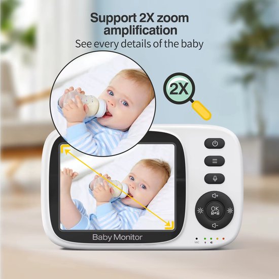 Baby Monitor with Camera, Video Surveillance, 3.2 Inch TFT