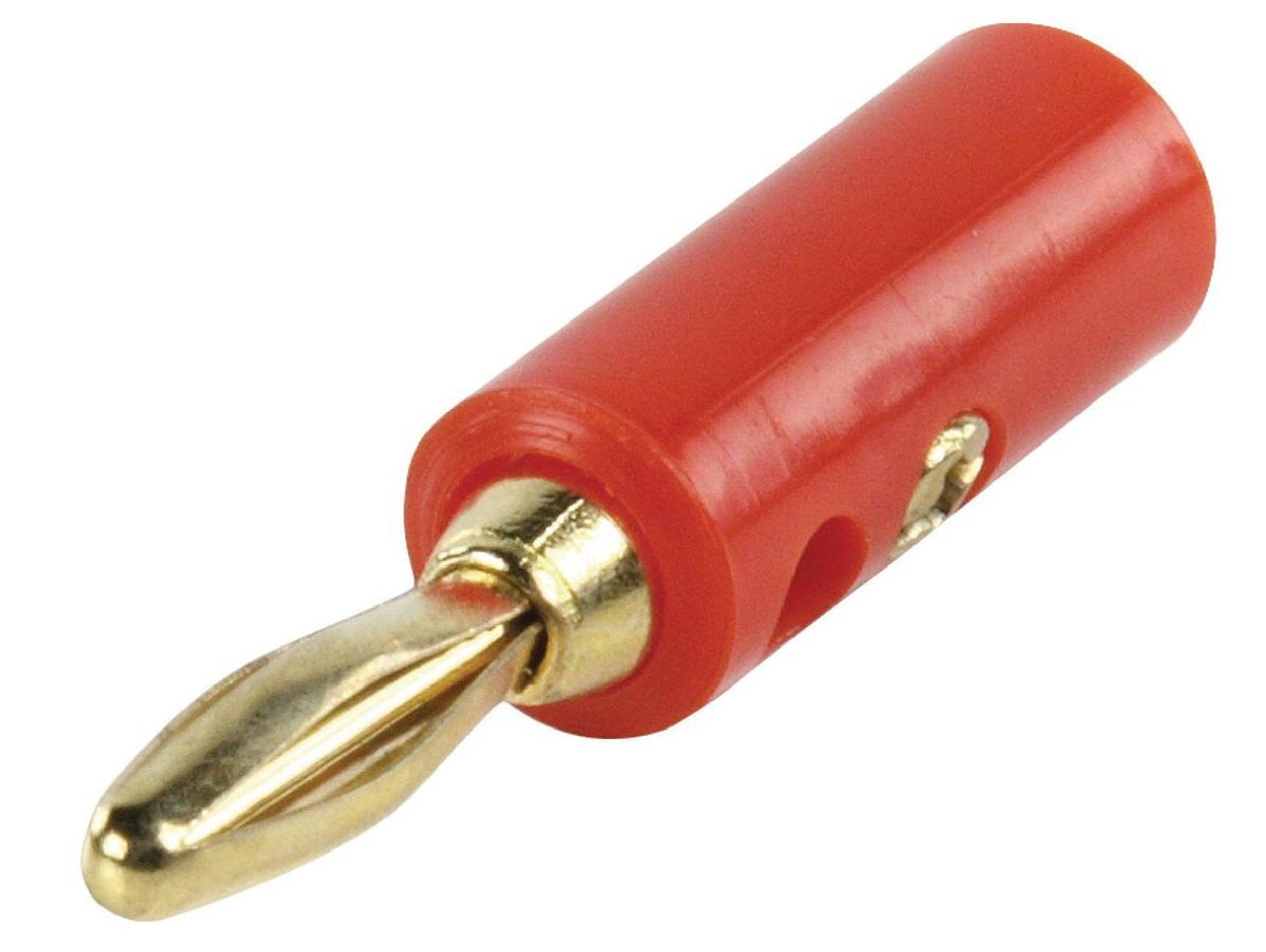 Banaan connector voor luidsprekerkabel tot 4 mm - verguld / rood