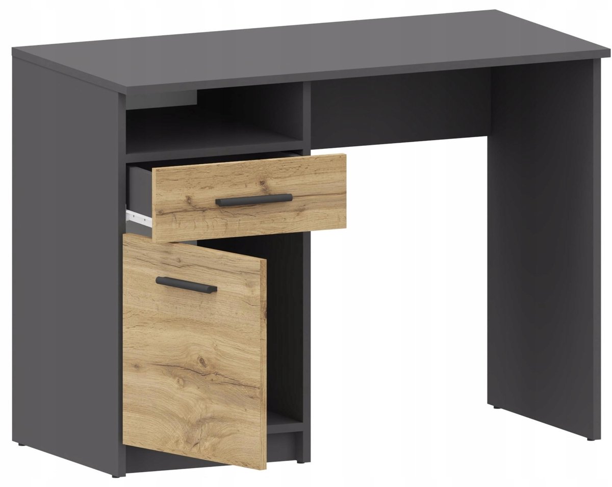UFC BODO DSP - Bureau met Kast - 100cm - Antraciet/Wotan - Stevige Handgrepen