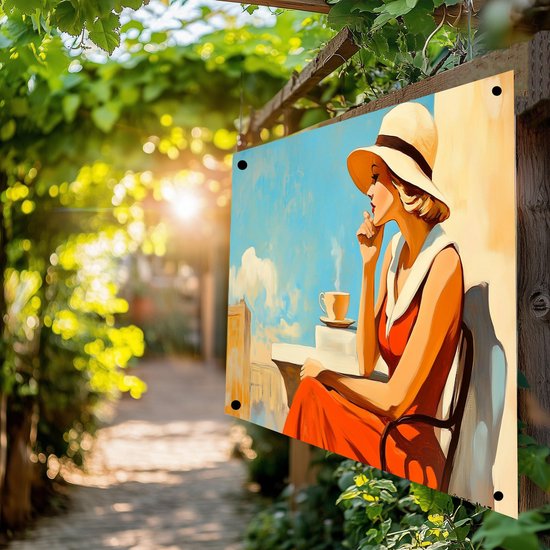 Tuinposter Dame Koffie Terras Kunst Tuinposters Voor Buiten Tuin tuinposter-dame-koffie-terras-kunst-tuinposters-voor-buiten-tuin
