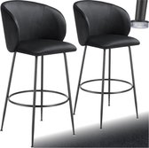 Bol.com tectake® - Set van 2 Barkrukken Luana - Gestoffeerde Barkruk met rugleuning - Barstoelen - Barstoel met voetensteun - Ee... aanbieding