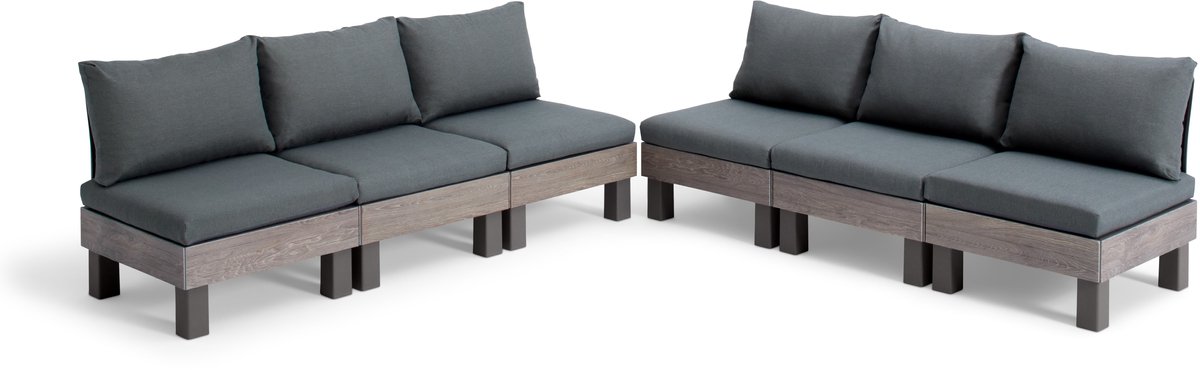 Keter Loungeset 6 personen - modulair kunststof met groene kussens thumbnail 2