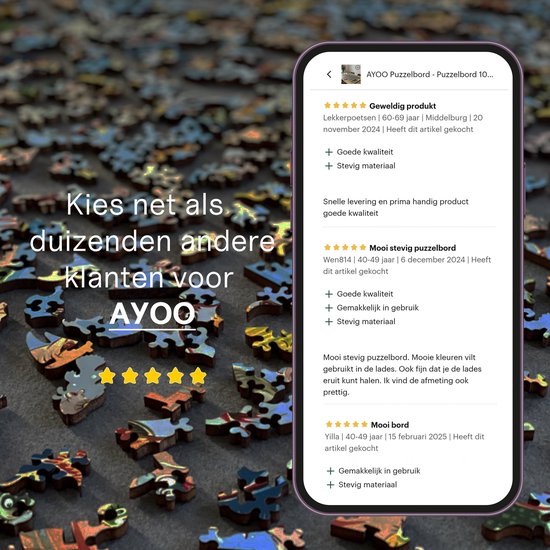 AYOO Puzzelbord - Portapuzzle - Puzzelplaat - Verstelbaar Puzzelbord - Puzzelbord met opbergsysteem - Puzzelplank - Puzzel bord - Puzzelbord 1000 stukjes - Puzzeltafel - Puzzelplank