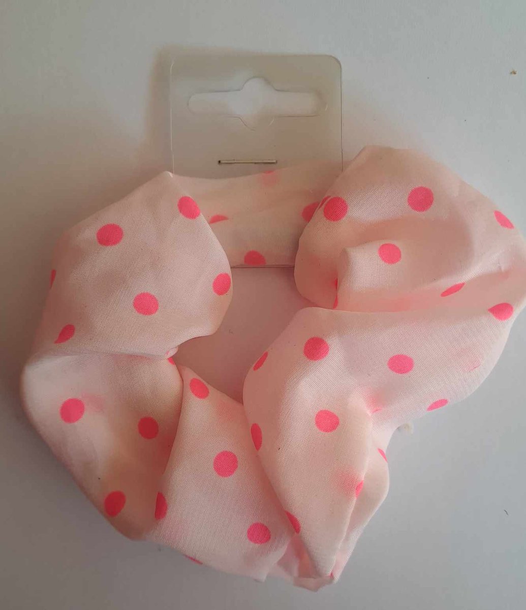 Rose scrunchie met stippen - Zomer - Rose