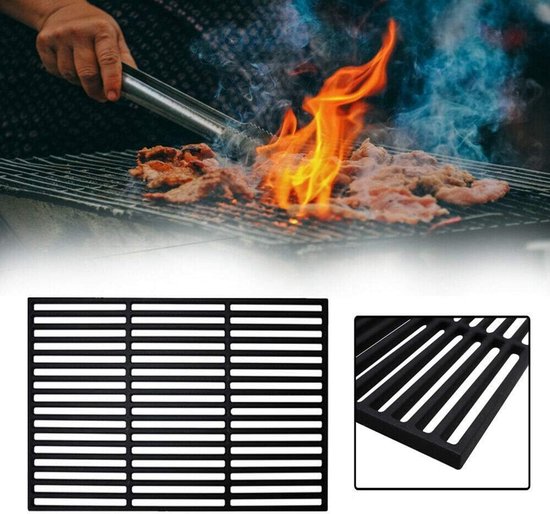 BBQ-Toro Gietijzeren grillplaat, 44 x 24,5 cm, omkeerbare plaat, geëmailleerd, aan beide zijden bruikbaar, geschikt voor barbecue, gasgrill, houtskoolgrill
